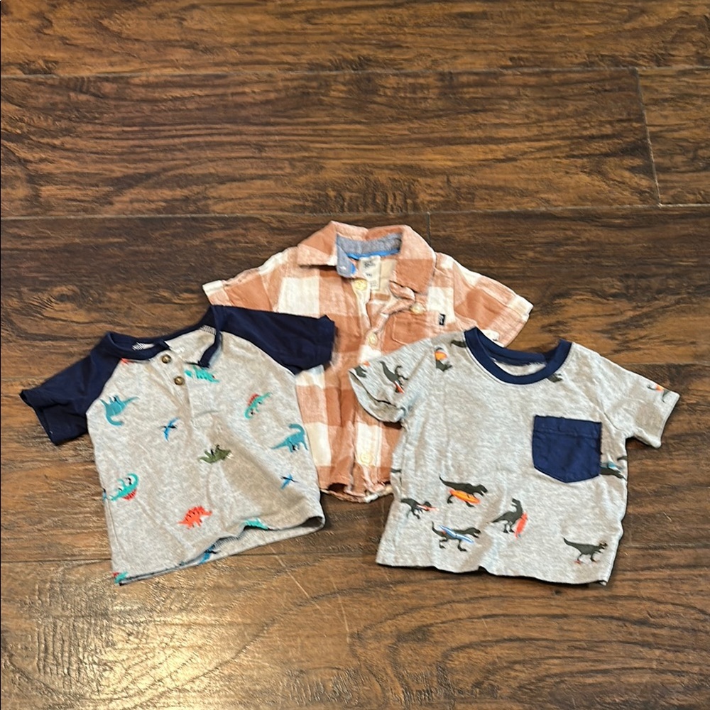 Carter's Blue and Orange Dinosaur Tees Short Sleeve